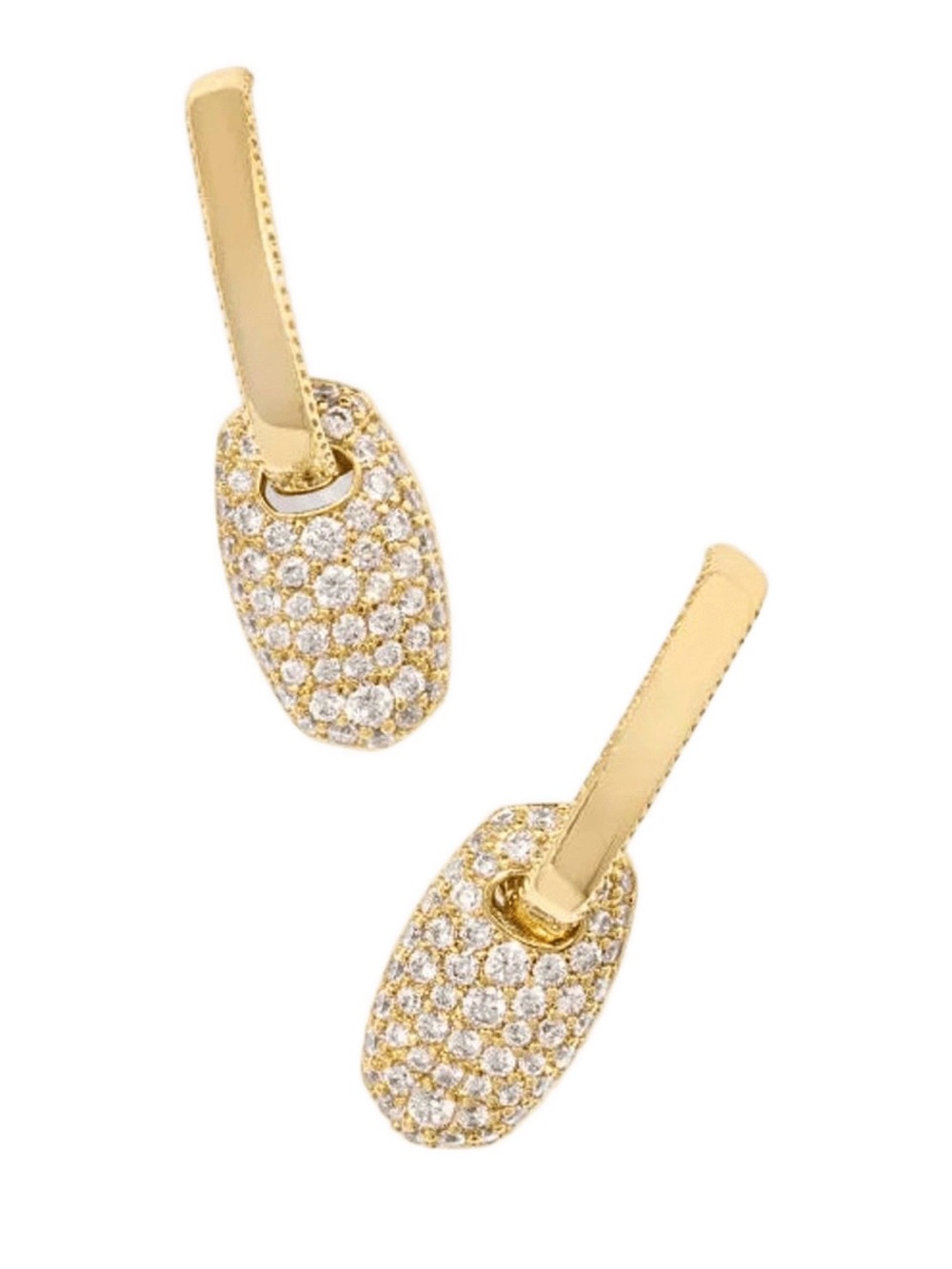 NWT Kendra Scott Bailey Gold Pave Huggie Earrings in White Crystal